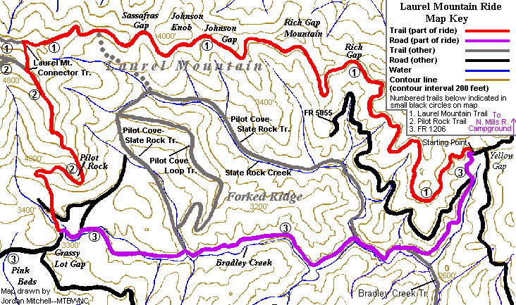 Map of the Laurel Moutain Best Ride